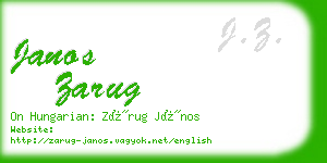 janos zarug business card